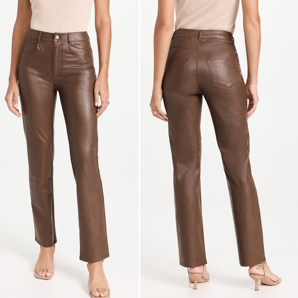 Paige Stella Chestnut Faux Leather Jeans, size 24